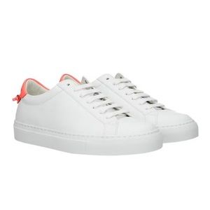 GIVENCHY white sneakers urban street leather neon pink - women’s size 8.5